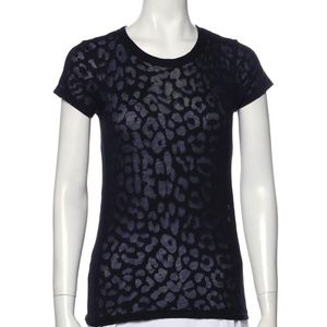 RAG & BONE Sheer Leopard-Print Black Tee FREE SHIPPING